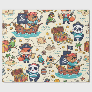 Papel de Regalo del Tesoro del Barco Pirata