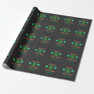 Papel De Regalo Delantal de camiseta de trébol irlandés afortunado
