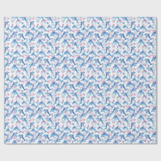 Papel De Regalo Delfín de Acuarela Floral