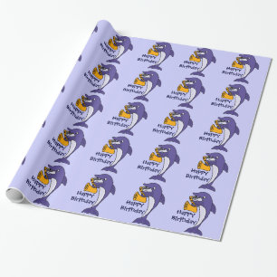 Papel De Regalo Delfín divertido que juega el cumpleaños Giftwra