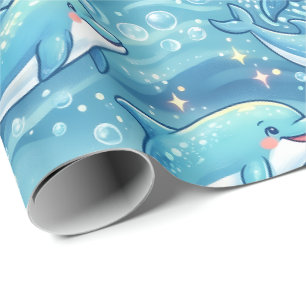 Papel De Regalo Delfín Lindo Patrón Sin Costuras del Océano