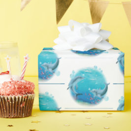 Papel De Regalo Delfines y vida marina