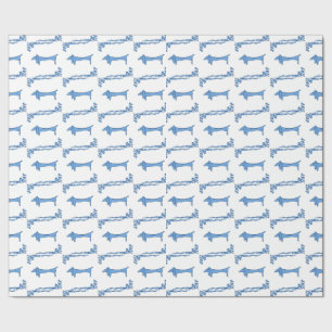 Papel De Regalo Delft Blue Dachshunds Tile Designs