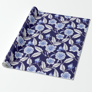 Papel De Regalo Delft Blue Floral Chinoiserie Patrón de porcelana