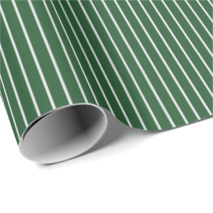 Papel De Regalo Delgadas rayas blancas finas sobre verde oscuro