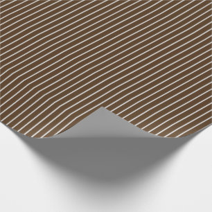 Papel De Regalo Delgadas rayas blancas sobre marrón oscuro