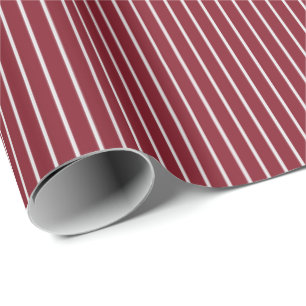 Papel De Regalo Delgadas rayas blancas sobre rojo oscuro