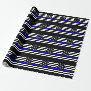Papel De Regalo Delgado gráfico de la Línea Azul en una bandera es