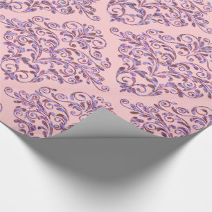 Papel De Regalo Delicada Ambrosia Rosa Elegante Damasco Real