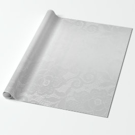 Papel De Regalo Delicada encaje de rosas blancas de color gris pla