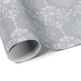 Papel De Regalo Delicada gris gris de la pintura verde de la mezqu