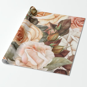 Papel De Regalo Delicada rosa y rosa rosa de color blanco