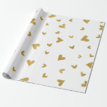 Papel De Regalo Delicada Sepia de Oro Corazones Confetti Boda Blan<br><div class="desc">Amor dulce y delicado. Para la ducha boda de novia San Valentín,  cumpleaños,  etc</div>