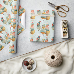 Papel De Regalo Delicadas gallinas personalizados en gorras y pañu