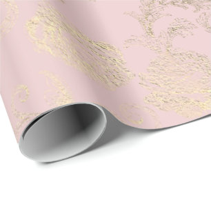 Papel De Regalo Delicado Foxier Rubor Floral Rosa Oro