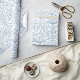 Papel De Regalo Delicado patrón azul turbio