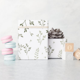 Papel De Regalo Delicado patrón botánico ditsy verde salvia