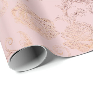Papel De Regalo Delicado polvo Rubor Floral Rosa rosa dorado