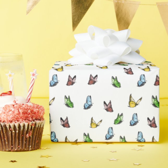 Papel De Regalo Delicado verano de mariposa rústica y caprichosa (Fiesta de cumpleaños )