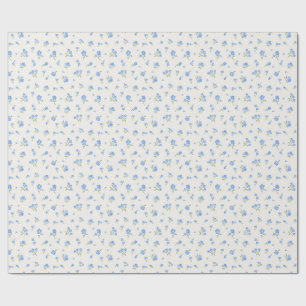 Papel De Regalo Delicado Vintage Elegante Patrón Floral Azul