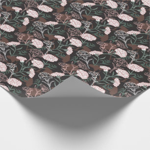 Papel De Regalo Delicados claveles rosados con flores de hojas ver