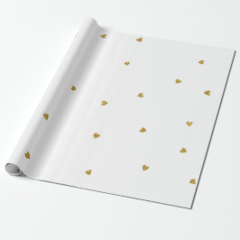 Papel De Regalo Delicados corazones dorados confetti puntos blanco