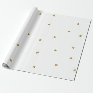 Papel De Regalo Delicados corazones dorados confetti puntos blanco
