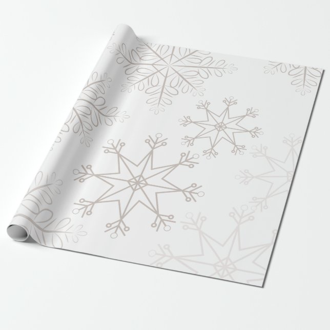 Papel De Regalo Delicados Navidades blancos con copas de nieve (Desenrollado)