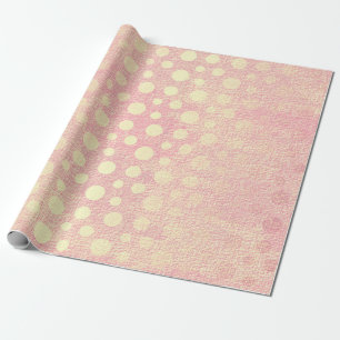 Papel De Regalo Delicados puntos de Polka Dorados del Pastel Rosa