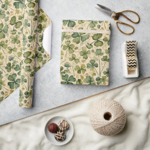 Papel De Regalo Delicados Tréboles de Cuatro Hojas Sin Costuras