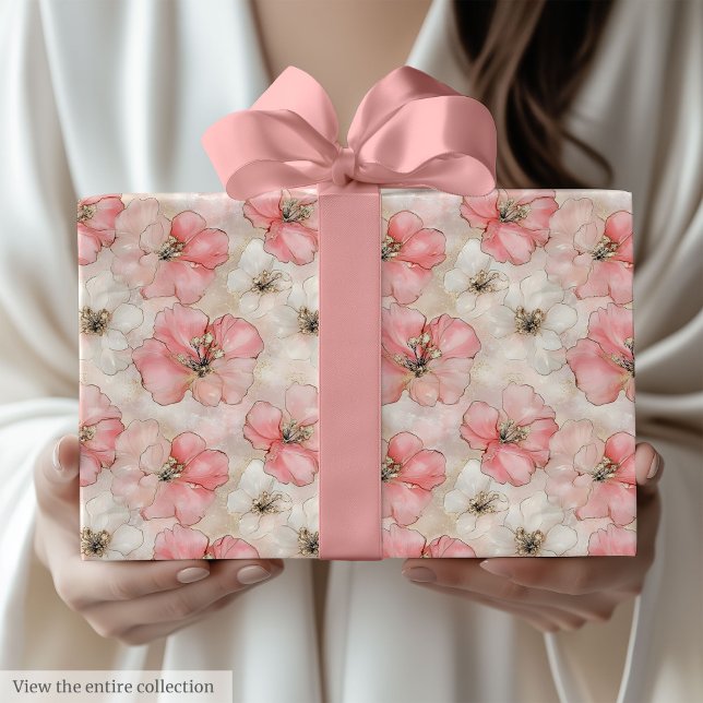 Papel De Regalo Delicate pale pink and gold 60th birthday wrap (Delicate pale pink and gold 60th birthday wrap Wrapping Paper)