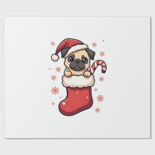 Papel De Regalo Delicia de Pug Santa