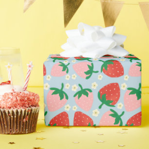 Papel De Regalo Delicias Dulces de Frutas Azul Pastel
