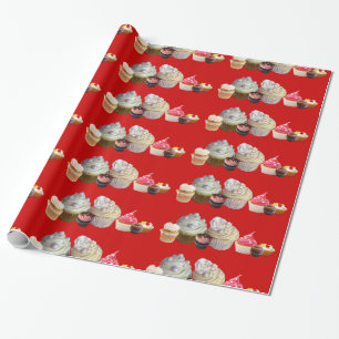 Papel De Regalo DELICIOSAS TIENDAS DE CUPCAKES DESIERTOS, Blanco R