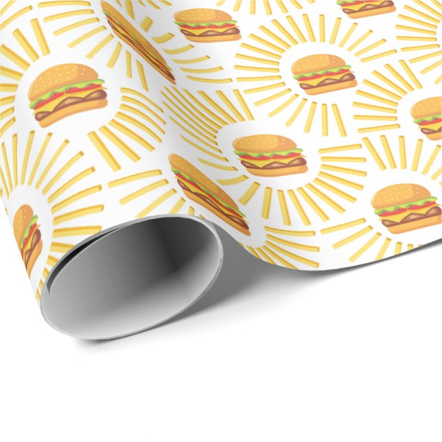 Papel De Regalo Delicioso hamburguer com batatas fritas (Esquina del rollo)