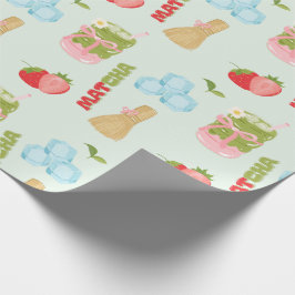 Papel De Regalo Delicioso Matcha de Fresa con Cinta