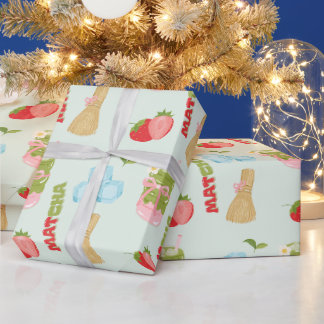 Papel De Regalo Delicioso Matcha de Fresa con Cinta