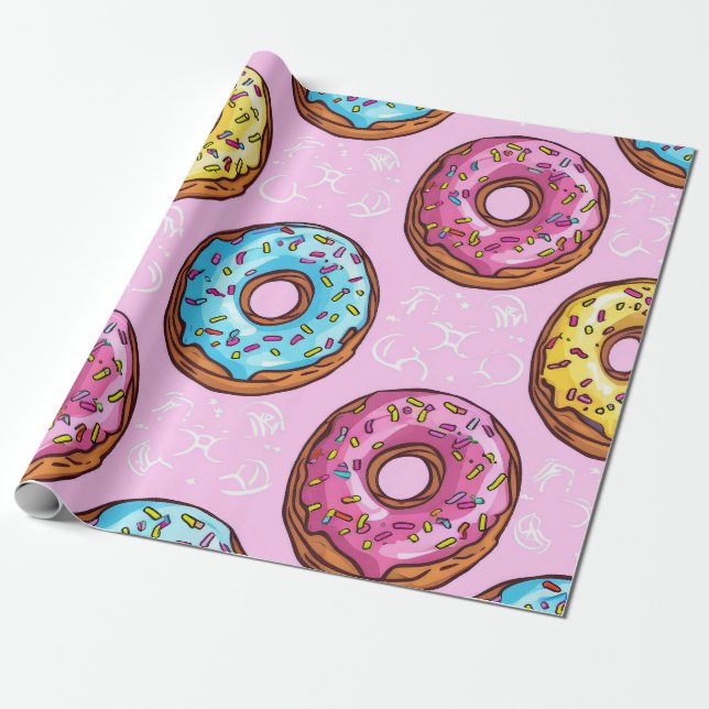 Papel De Regalo Delicioso patrón de donut (Desenrollado)