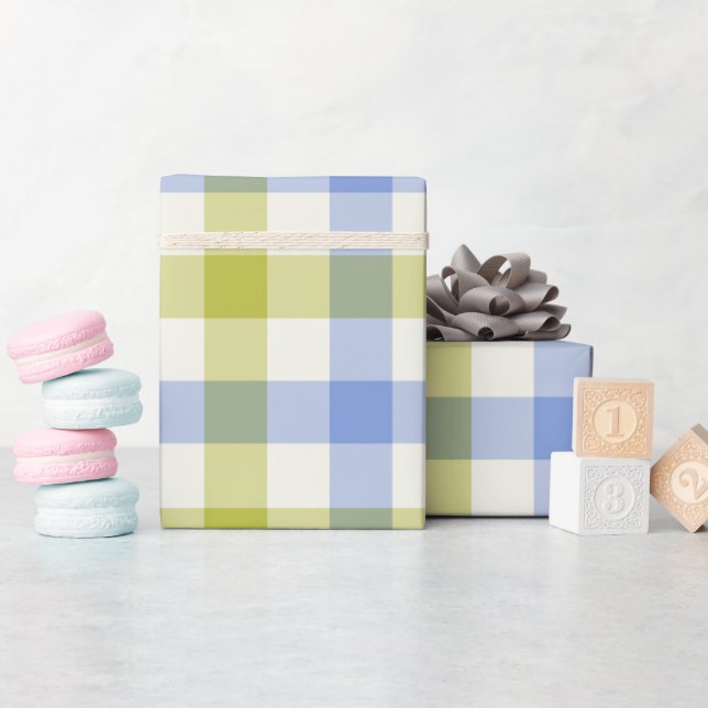 Papel de regalo Delphinium Gingham (Baby Shower)