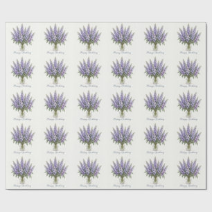 Papel De Regalo Delphiniums Lila Cumpleaños