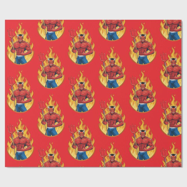 Papel De Regalo Demonio con tridente (Superficie plana)