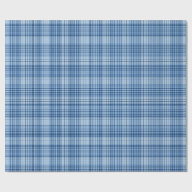 Papel De Regalo Denim Blue Classic Plaid (Superficie plana)