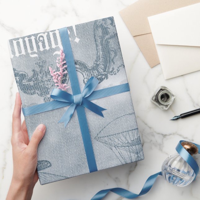 Papel De Regalo Denim Steampunk (Regalar)