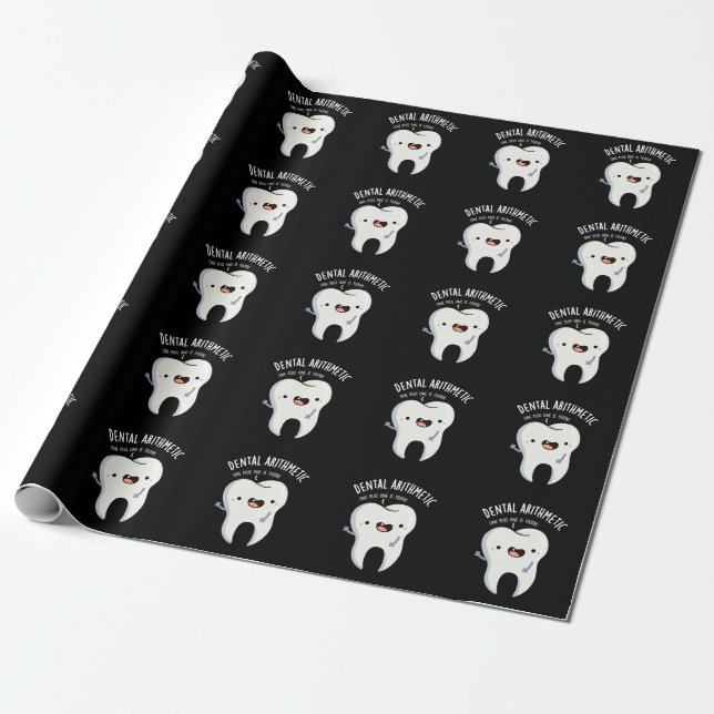 Papel De Regalo Dental Aritmética Graciosa Diente Pun Oscuro BG (Desenrollado)