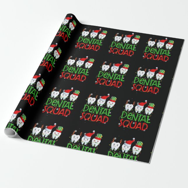 Papel De Regalo Dental Squad Dentist Funny Teeth Christmas Pajamas (Desenrollado)