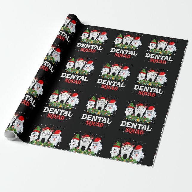 Papel De Regalo Dental Squad Funny Dentist Christmas Holiday Famil (Desenrollado)