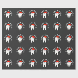 Papel De Regalo Dentista Dental Alegre y Brillante Navidad  