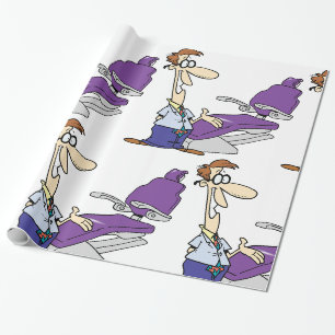 Papel De Regalo Dentista hombre divertido y sillón dental púrpura