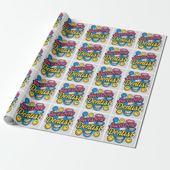 Papel De Regalo Dentista increíble gracias (Desenrollado)