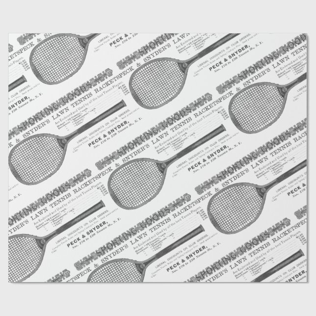 Papel De Regalo Deporte Deportivo De Tenis Racquet De 1892 (Superficie plana)